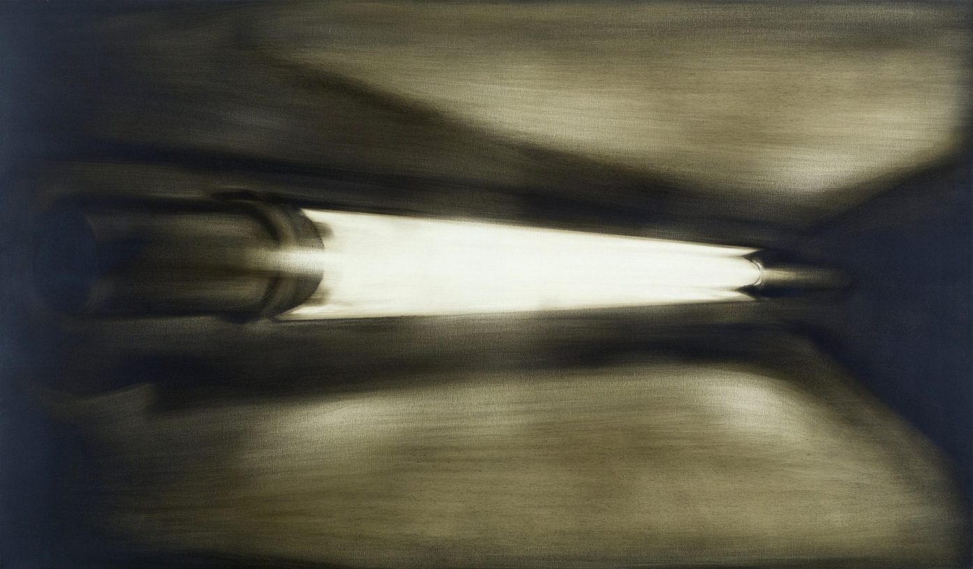 Dimitris Fragakis, <i>Lamp</i>, 2013, oil and graphite on canvas, 120x70 cm