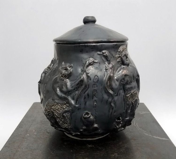 Dimitris Fragakis, <i>Snake Pot</i>, 2022, ceramic stoneware, metallic glaze, 28x24x26 cm