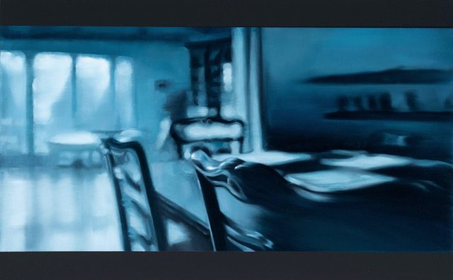 Fotini Poulia, <i>The Dining Room</i>, 2023, oil on wood, 40x25 cm