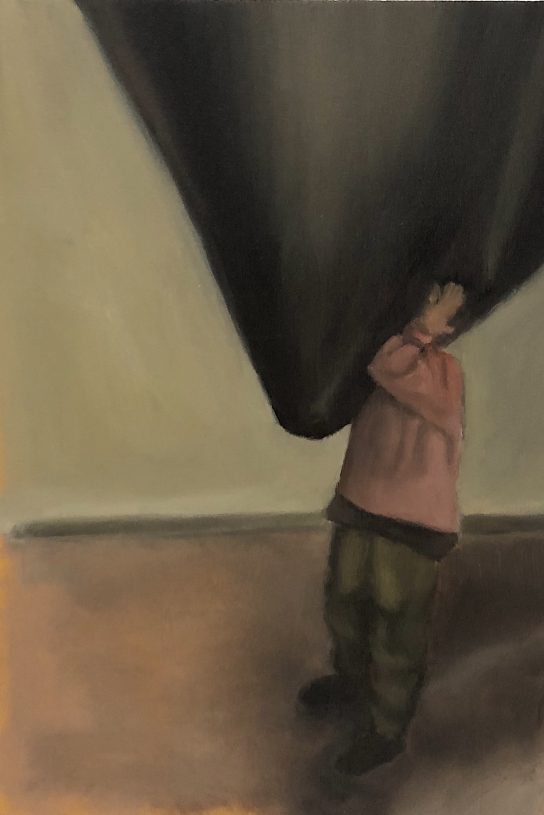 Panagiotis Kefalas, <i>Playground</i>, 2024, oil on wood, 22.4x34 cm