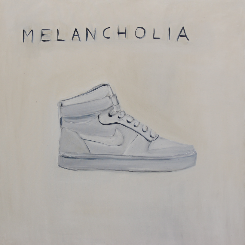 Poka-Yio, <i>SneakerHead no9</i>, 2022, oil on canvas, 100x100cm