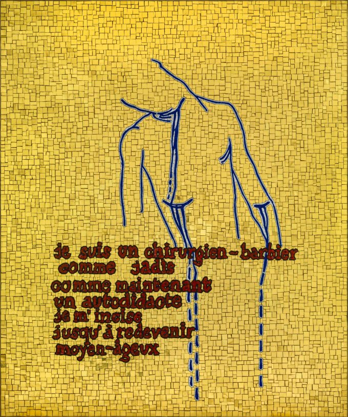 Jan Fabre, <i>The barber-surgeon</i>, 2023, from the series I am blood, 24 kt gold tiles and smalti,120,5x100,x2 cm