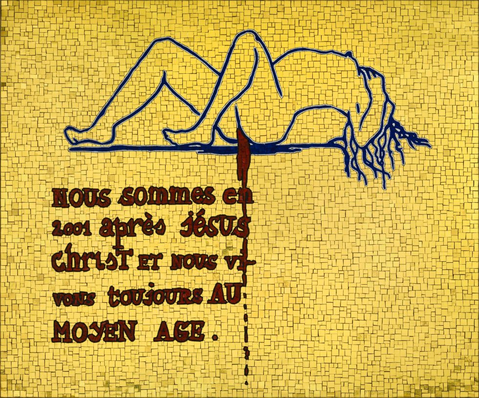 Jan Fabre, <i>The blood of love</i>, 2023, from the series I am blood, 24 kt gold tiles and smalti, 120,5x100,5x2 cm