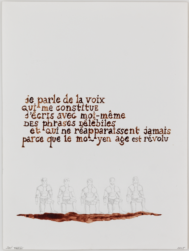 Jan Fabre, <i>Je parle de la voix ...</i>, 2005, from the series Je suis sang, HB pencil and blood on paper, 56,5x46,5x3,4 cm with frame